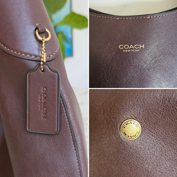 Coach Brooklyn Shoulder Bag 39 Maple Brown Brass XL Leather Shoulder Bag CU044 - Picture 13 of 16